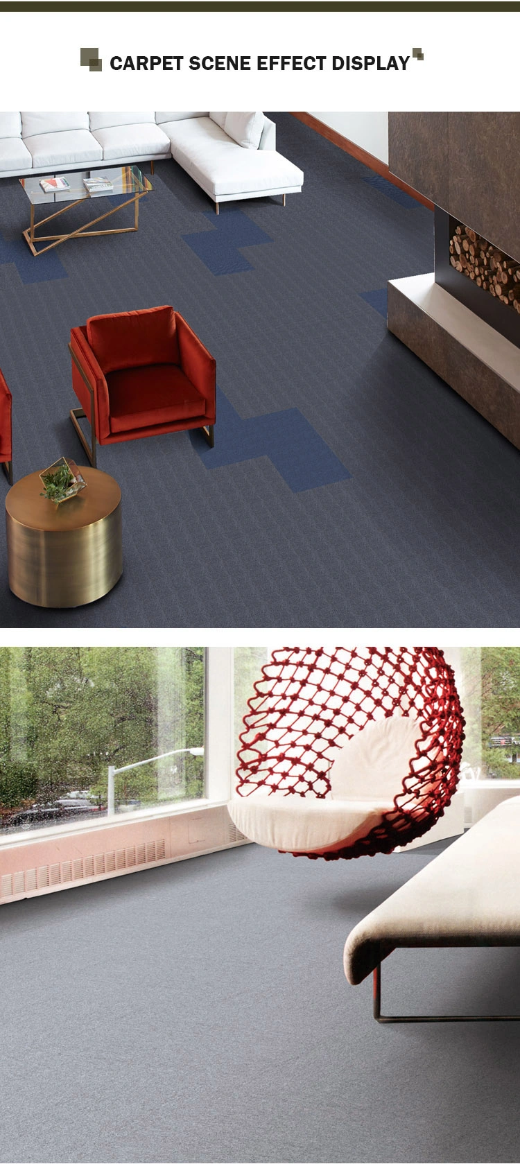50cm*50cm Fireproof Level B1 Nylon Loop Carpet Tiles DIY as Any Size for Living Room Office Room