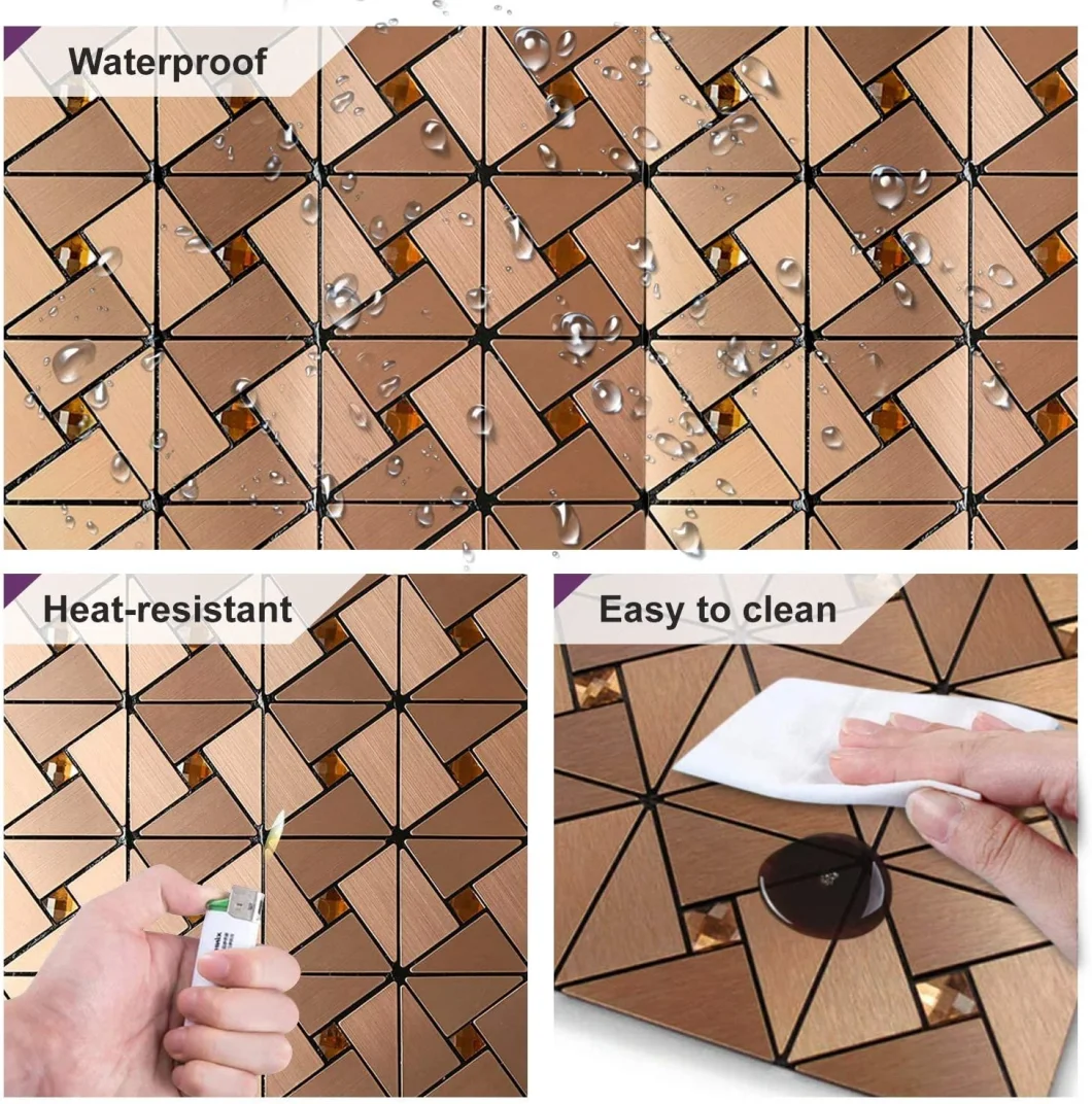 Mywow Self Adhesive Peel and Stick Aluminum Mosaic Tiles for DIY Wall Decoration