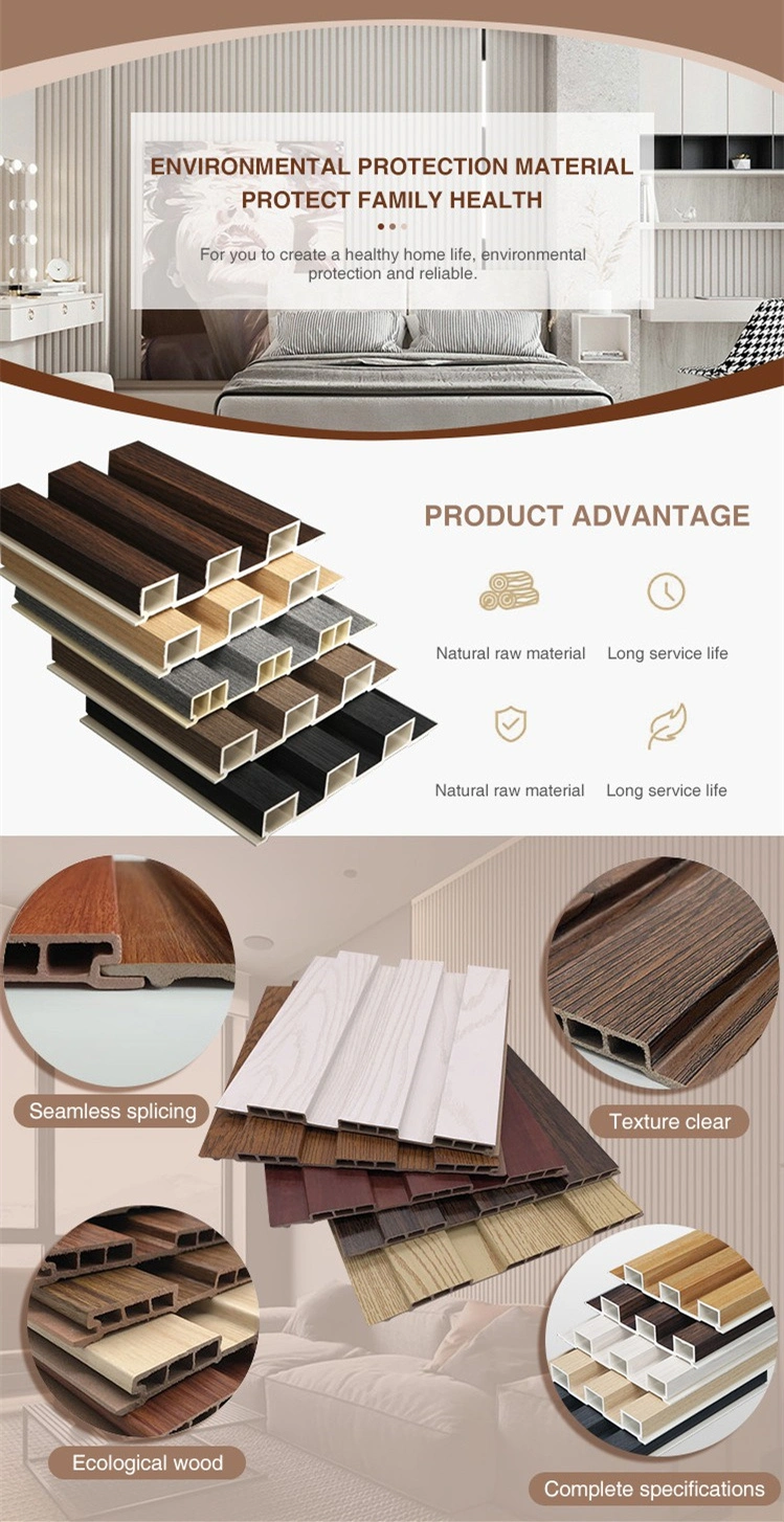 Water Proof Co-Extrusion Slat Tube WPC Wood Composite Wall Panel TV Panel WPC Wall Terrazas Decoration Board