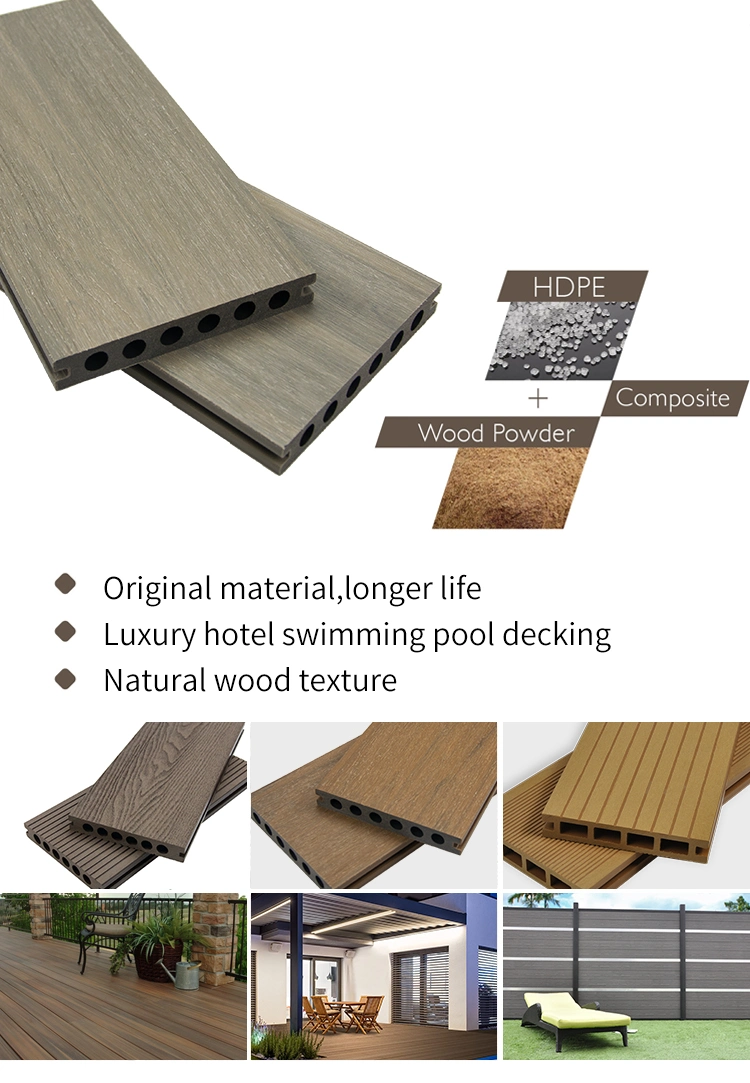 New Style Outdoor Wood Plastic Solid and Hollow Composite WPC Deckings 100% PVC Composite Decking Flooring