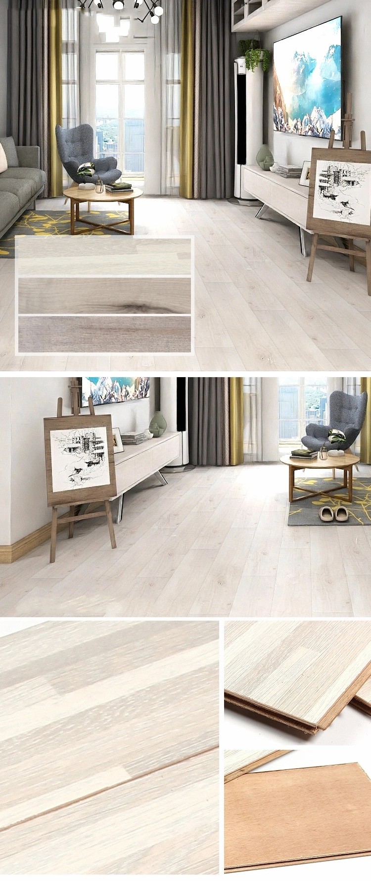 Building Materials Hardwood Composite Laminate Floor Multi-Layer Engineered Oak Solid Wood Marble Tile Parquet Flooring