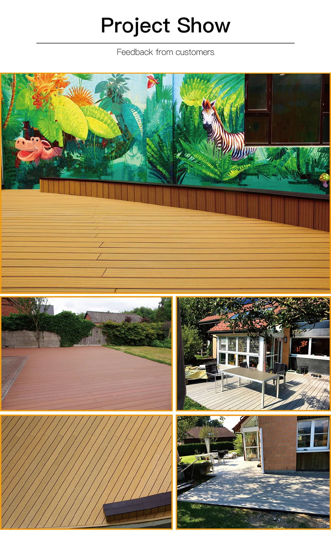 Hollow Deck Boards Wood Plastic Composite WPC Decking Flooring