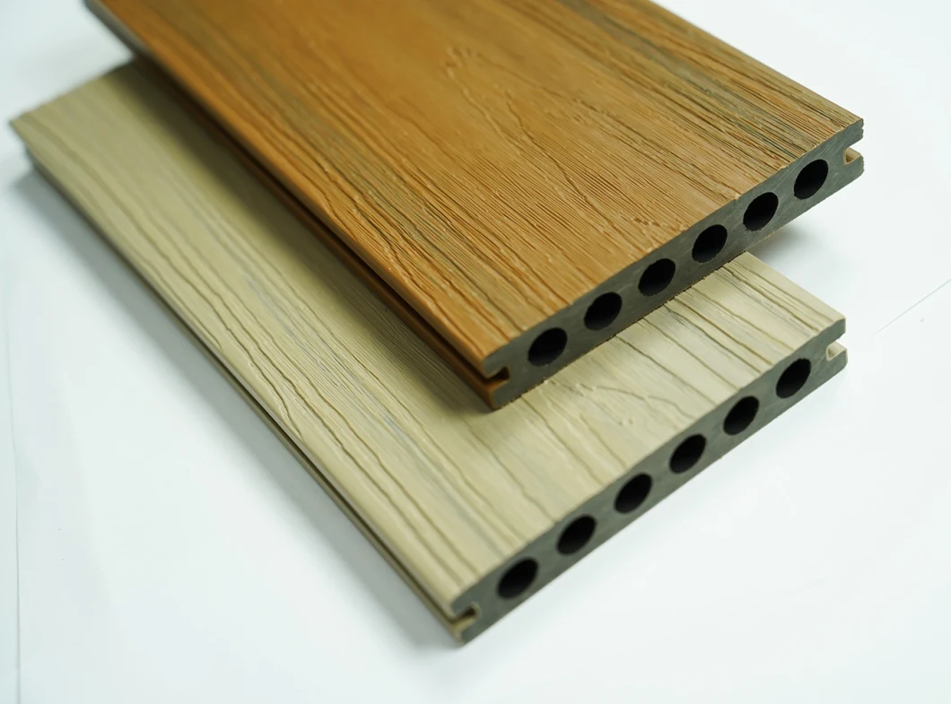 Soundproof Co-Extrusion WPC Wood Plastic Composite Board Decking Flooring Round Hole