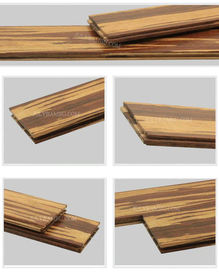 Durable Click Lock 100% Solid Bamboo Floors Tiger Stripe Strand Woven Bamboo Flooring
