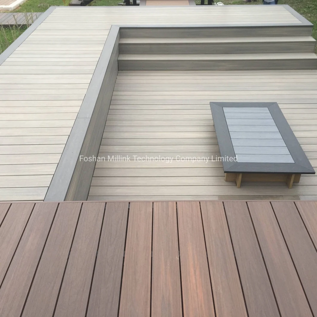 Co-Extruded WPC Decking Garden Waterproof WPC Floor Tile Timber Laminate Flooring