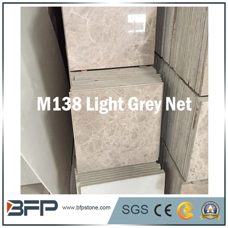 Light Grey Net 10mm Thick Marble Tile for Interior Decoration with DIY Installation