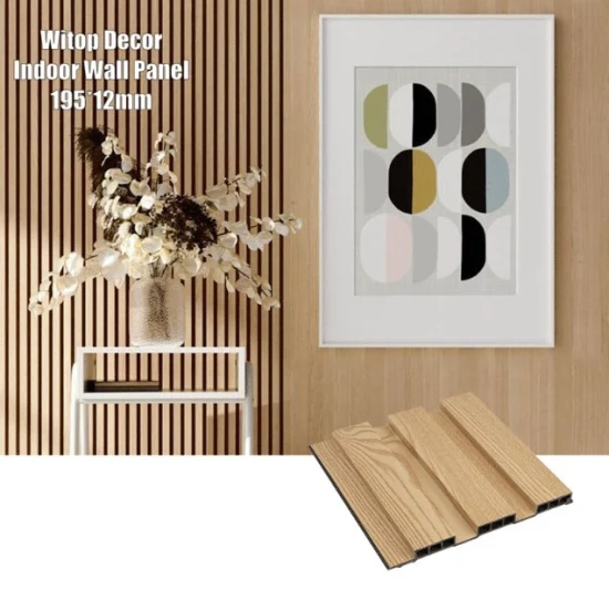 Rivestimento interno composito in legno di plastica Rivestimento per pareti in vinile Rivestimento decorativo in legno con scanalatura 3D Pannello a parete in PVC WPC